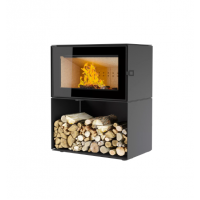 ПЕЧЬ-КАМИН КУБ 800 на дровнике