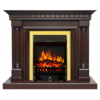 Каминокомплект Dallas - Темный дуб с очагом Fobos FX Brass