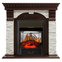 Каминокомплект Dublin - Темный дуб / Сланец белый с очагом Majestic FX M Black