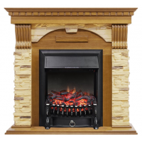 Каминокомплект Dublin - Дуб / Сланец с очагом Fobos FX Black