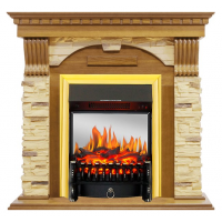 Каминокомплект Dublin - Дуб / Сланец с очагом Fobos FX M Brass