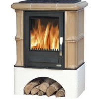 Керамическая печь Bavaria K, вставка КОМБО(чугун+сталь) табак