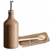 Подарочный набор Emile Henry: Бутылка для масла и подставка под ложку (флинт)