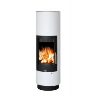 Печь-камин Porto II, белая, кафель бордо